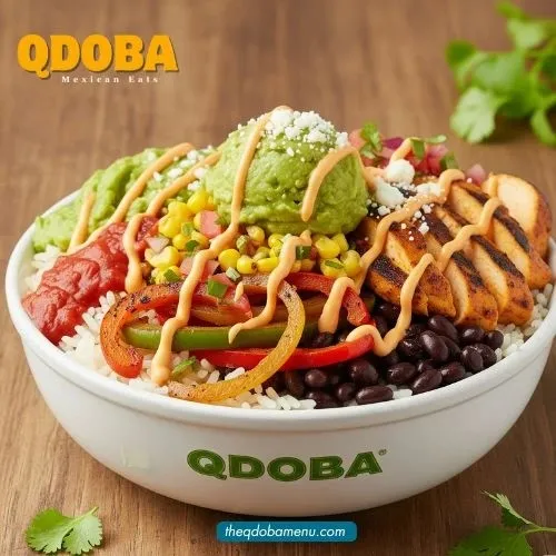 High-protein Qdoba bowl with grilled chicken and fresh vegetables