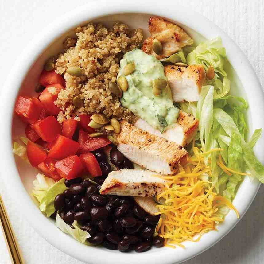 A healthy and fiber-rich burrito bowl