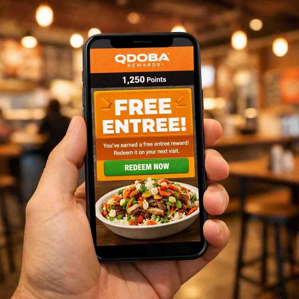 Person using Qdoba Rewards app on smartphone