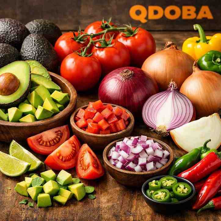Fresh Qdoba ingredients like avocados and tomatoes