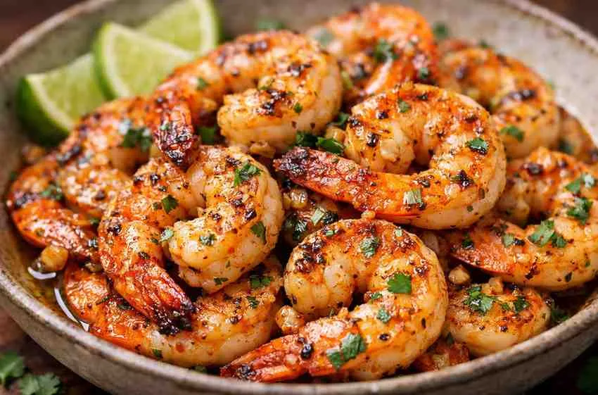 Close-up of Qdoba Citrus Lime Shrimp