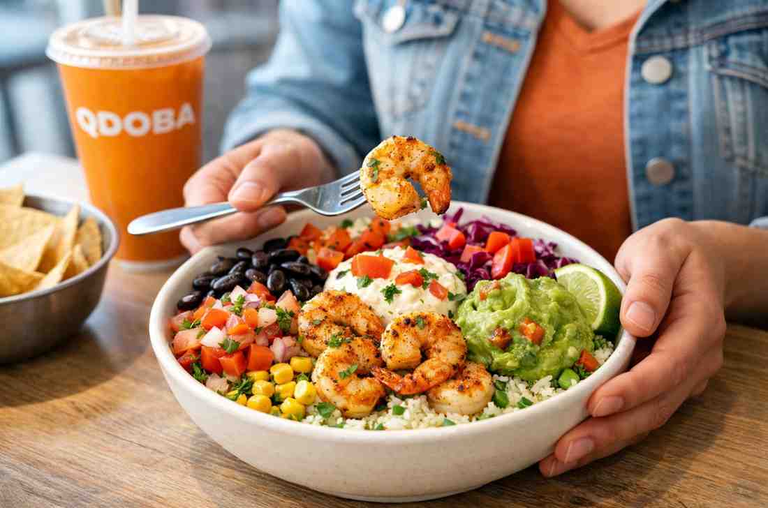 Healthy Shrimp Bowl in Restaurant